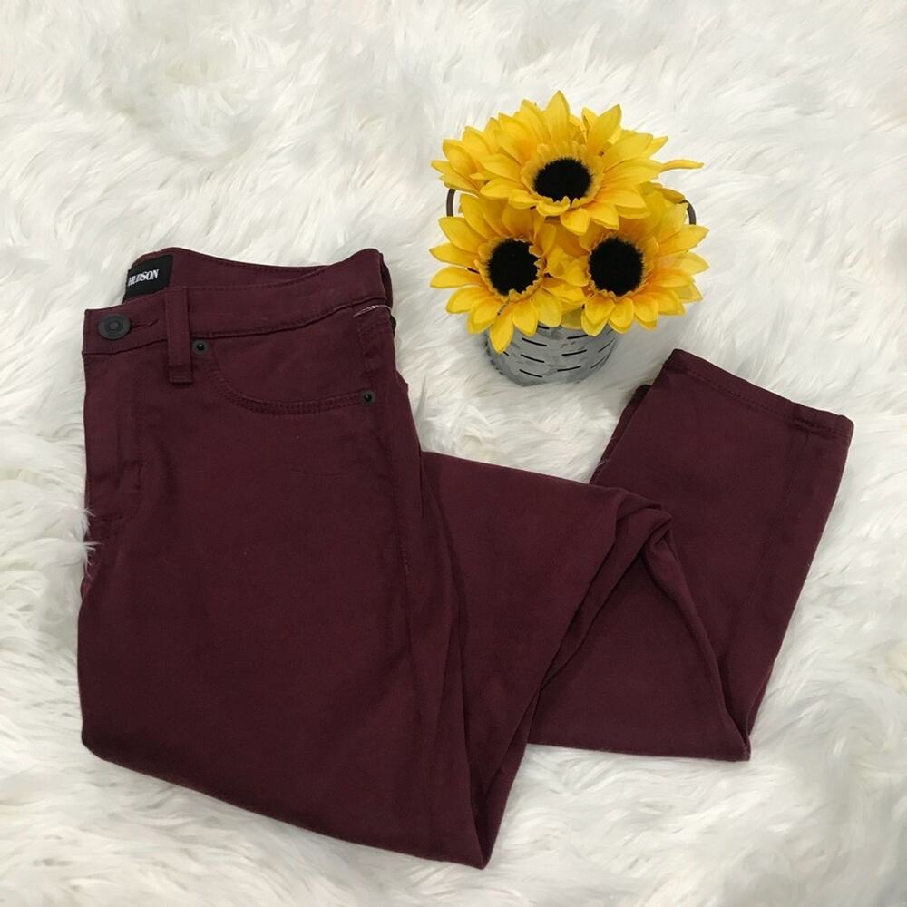 Hudson Nico Midrise Super Skinny Red Jeans Size: 24